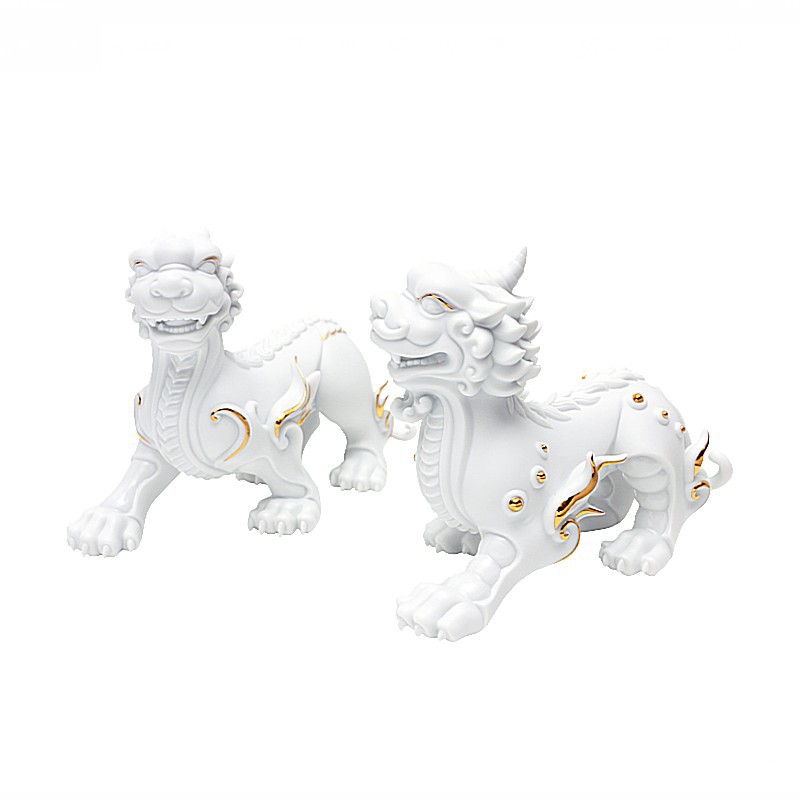 品牌：1300笑迎鴻福好運財 望天觀星守來富 公:21.5x11x17 cm 母:22.5x10x16 cm白瓷 22k金 Porcelain,22k gold*客服專線:(07)651-5688 *