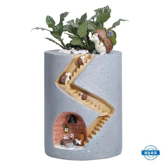 花盆 創意卡通動物刺?水培多肉植物花盆裝飾個性微景觀盆栽花器