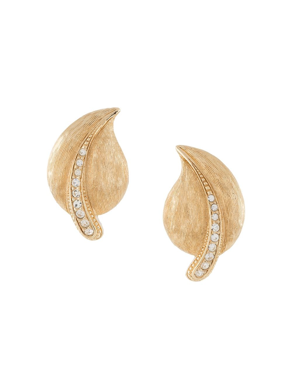 Christian Dior - 1980s pre-owned rhinestone-embellished clip-on earrings - women - Gold Plated Brass - One Size