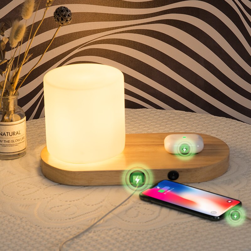 USB台燈 手機無線充電usb創意簡約現代台燈北歐臥室客廳書房床頭燈具【MJ14010】