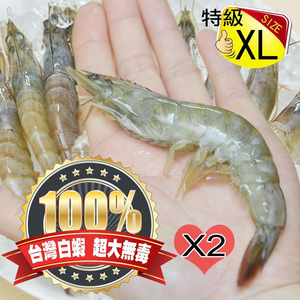 【摩肯嚴選】台灣 特級無毒益菌蝦 XL (生凍11-16隻300g±5%/包，2包/盒