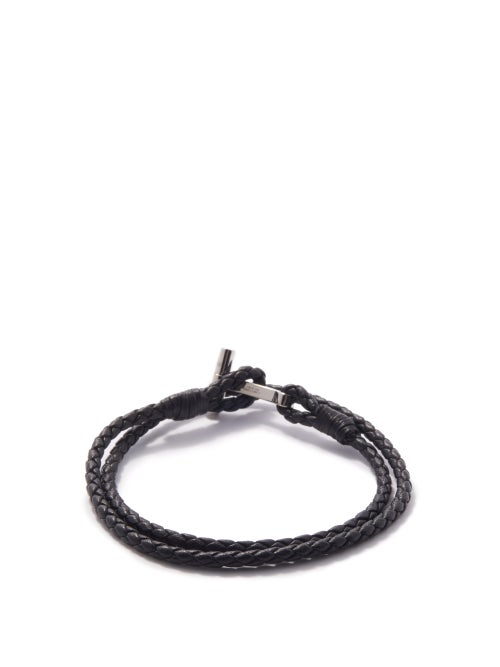 Tom Ford - T-bar Woven Leather Bracelet - Mens - Black