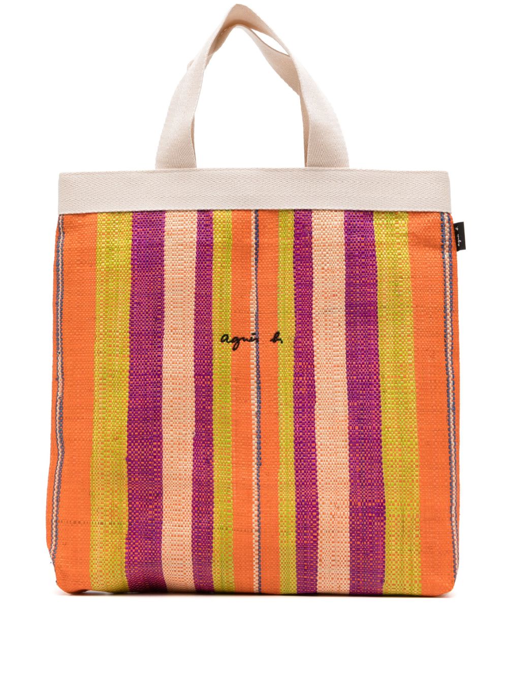 agnès b. - stripes-pattern raffia tote bag - women - Raffia - One Size - Orange