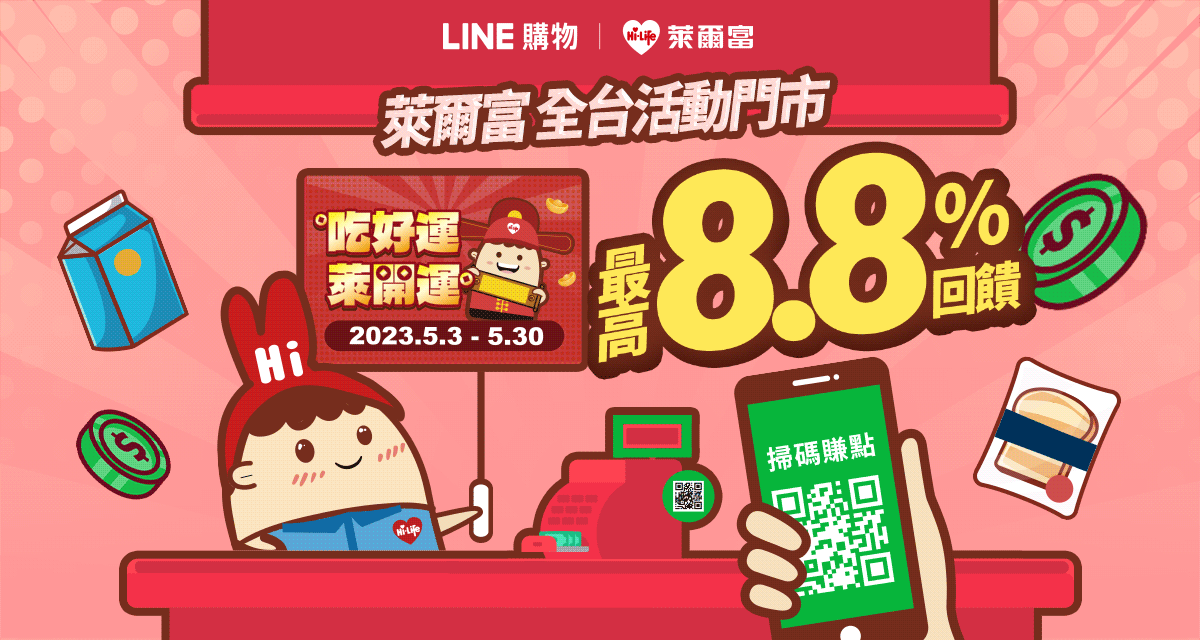 萊爾富吃好運萊開運，滿額最高8.8%回饋！