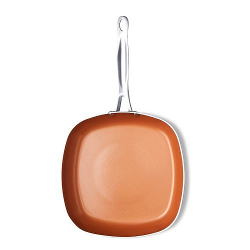 [8美國直購] 不沾鍋 Gotham Steel 1735 Copper Square Shallow Pan with Super Nonstick Ti-Cerama Coating, 11 In