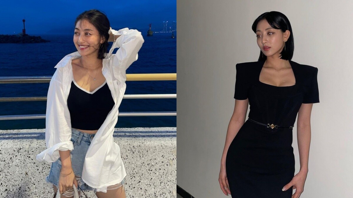 TWICE志效穿衣胸型不顯胖技巧2:V領、方領拉長頸部線條