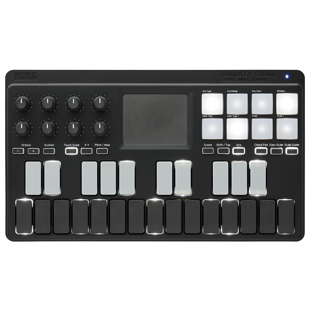 KORG nanoKEY Studio midi控制器它是一台集功能於一身，並可使用USB或無線連接方式的行動MIDI鍵盤。nanoKEY Studio提供了鍵盤，旋鈕，觸擊鼓板，和觸控板，即刻將您的