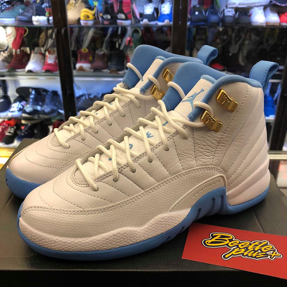 BEETLE PLUS 全新 商品 女鞋 NIKE AIR JORDAN 12 RETRO GG 白藍 北卡藍 籃球鞋 510815-127 D-664 23 CM