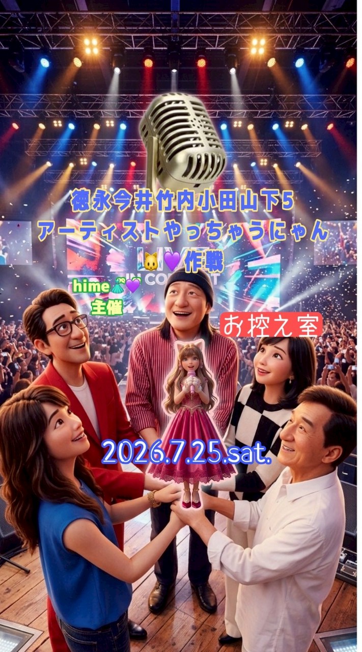 7/25(土)徳永今井竹内小田山下5アーティストやっちゃうにゃん🐱💜‪作戦20:00-24:00
