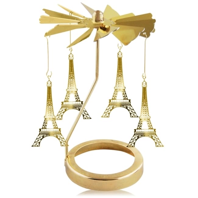 歐沛媞 旋轉燭罩蠟燭台-金-艾菲爾鐵塔 加贈YANKEE CANDLE 香氛蠟燭49g