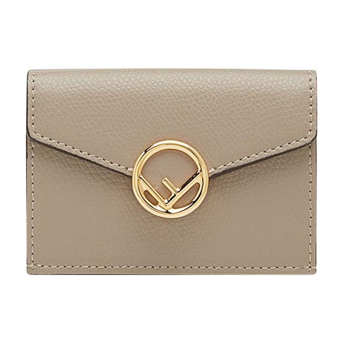 Compact F is Fendi tri-fold wallet, with large internal compartment for notes, three concealed card holder pockets and an external coin purse with a press-stud fastening. Made of red tumbled Cruise leather. Decorated with the F is Fendi logo. Gold-finish metalware. Made in Italy