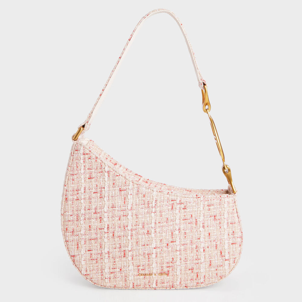 毛呢不對稱肩背包