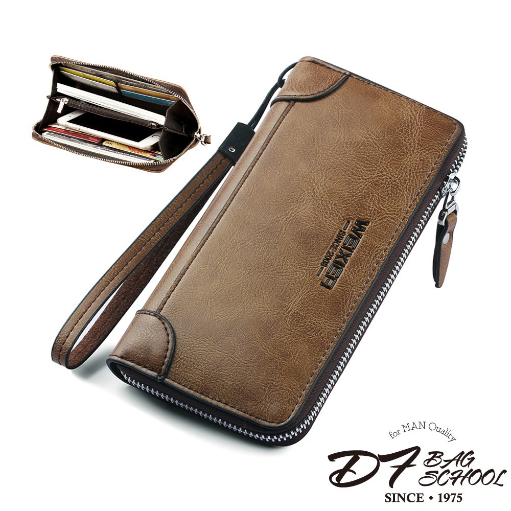 優質皮革突顯男士魅力附可拆卸式手腕帶 便利加分實用至上的多卡夾分層商品材質：優質仿皮內裡材質：嚴選尼龍尺寸： W19*H10*D2 cm(約)收納：鈔票夾x2 拉鍊袋x1 卡片位x8 插袋x2重量：1