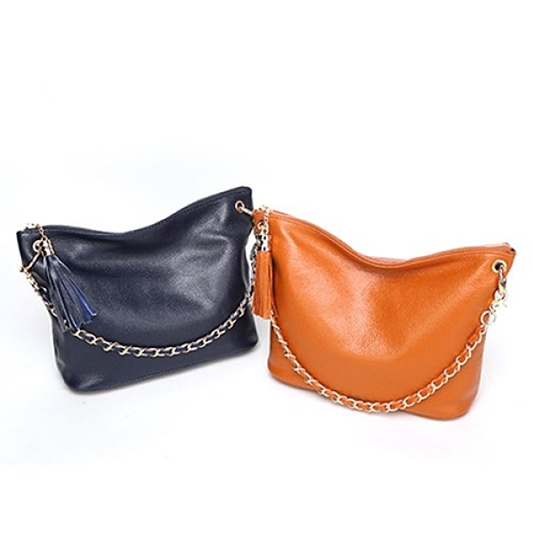 肩背包 真皮側背包-鍊條流蘇牛皮水餃包女包包3色