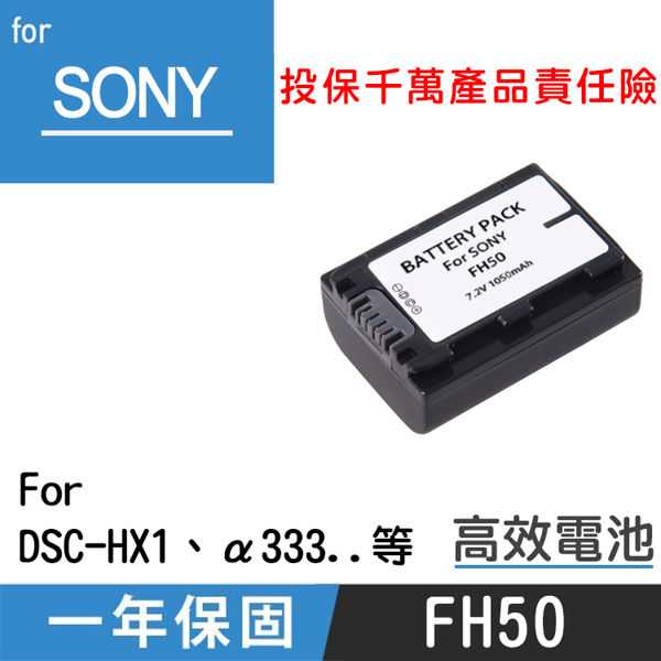 特價款索尼SONY DB-FH50 電池DSC-HX1α380α333HDR-TG1HDR-CX7K