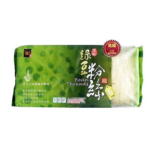 由100%純綠豆澱粉製成，精挑細選每一顆大油綠豆，其漂浮篩選淘汰率高達30%，並只取其中段綠豆澱粉，經由特殊生產技術精製而成。富含膳食纖維，並保有天然葉綠素、蘊含大自然的綠色能量，具有低GI、低卡路里