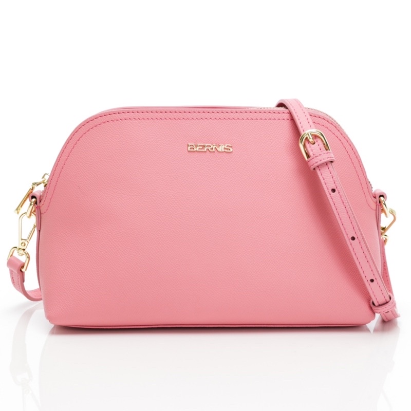 BERNIS 手掌紋系列 夾心貝殼包 櫻花粉 厚實柔軟 立體剪裁