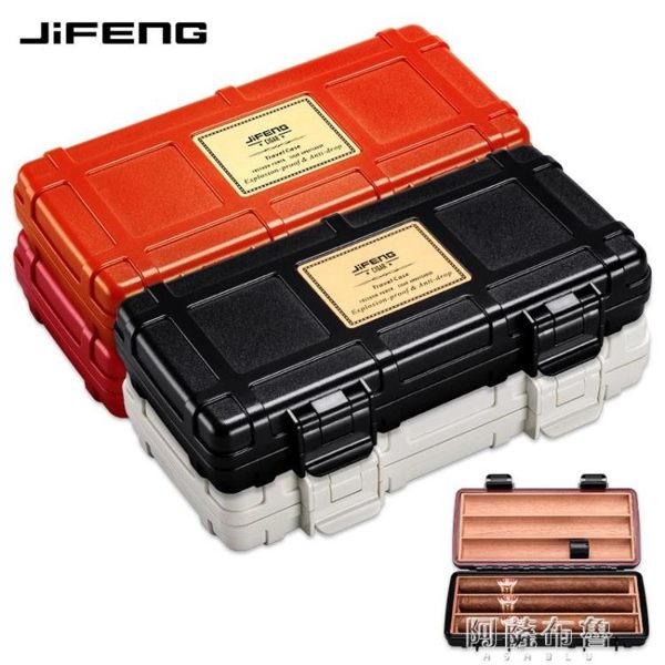 雪茄盒 JIFENG雪茄盒便攜式旅行雪鬆木雪茄盒保濕盒實木專業2支裝JF-083 阿薩布魯