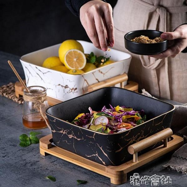 水果盤北歐風格創意果盤零食盤家用現代客廳陶瓷方形水果沙拉碗