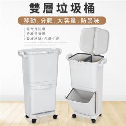 ◎密封帶蓋、阻隔蚊蟲防異味|◎內置分隔設計、有效分類分離使用|◎雙邊提手，方便掛置、搬移品牌:IDEA種類:分類式垃圾桶垃圾蓋:手動掀蓋形狀:方形尺寸:W33*D28.2*H73CM容量:50L重量: