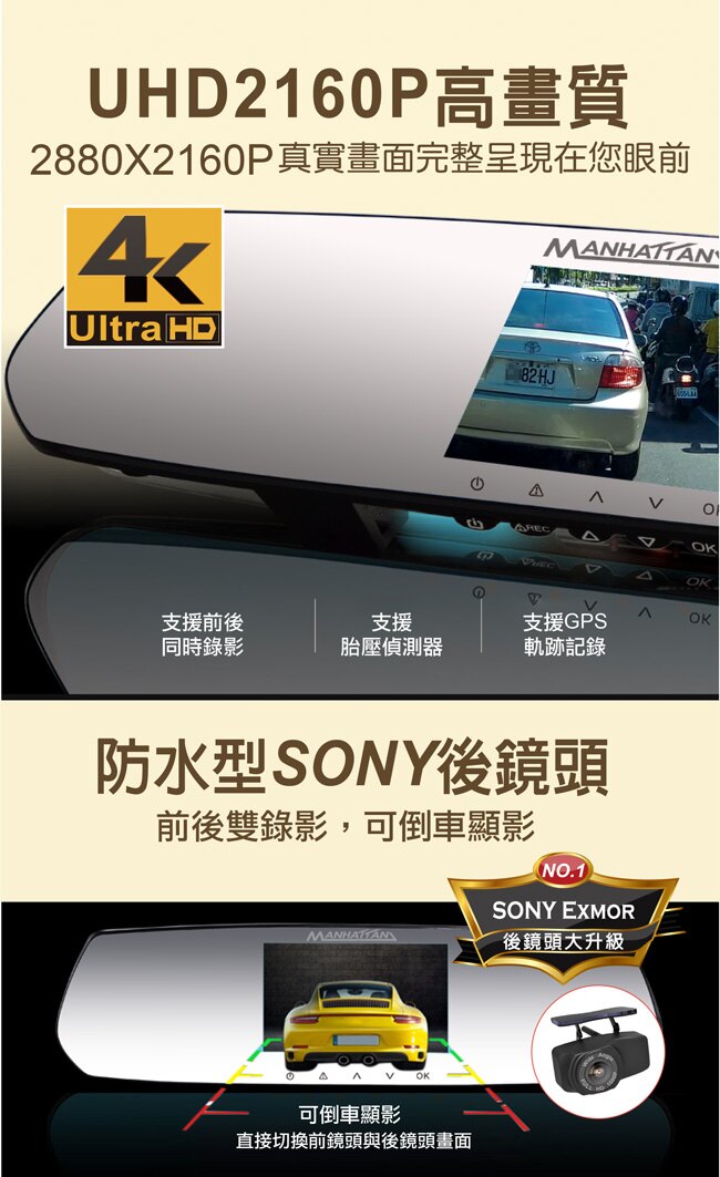 曼哈頓RS10DP 旗艦版 HDR 高畫質雙鏡頭 測速提醒行車記錄器 支援胎壓-贈32G+飛樂健康氣炸鍋