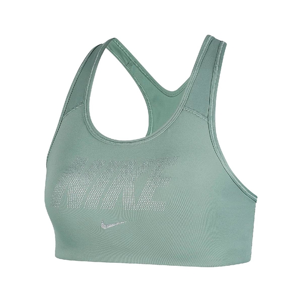 Nike 運動內衣 Swoosh 綠 水鑽 中度支撐 快乾 透氣 挖背 【ACS】 DD1459-357