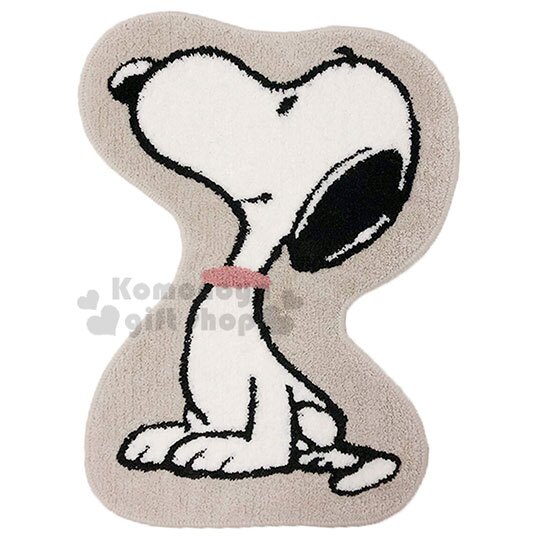 小禮堂 史努比 造型地墊《灰白.坐姿》48x65cm.腳踏墊.地毯