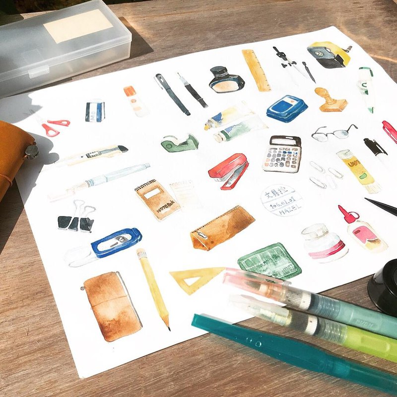 水筆畫畫課 / 文青的文具小物 - 初心者可 對於想畫畫又不想準備太多繁複的畫畫用具 可以先從簡單隨身的塊狀顏料和水筆入手喔! 課程重點： 課程中會教你怎麼使用水筆和經驗分享 只要帶著塊狀顏料跟水筆就