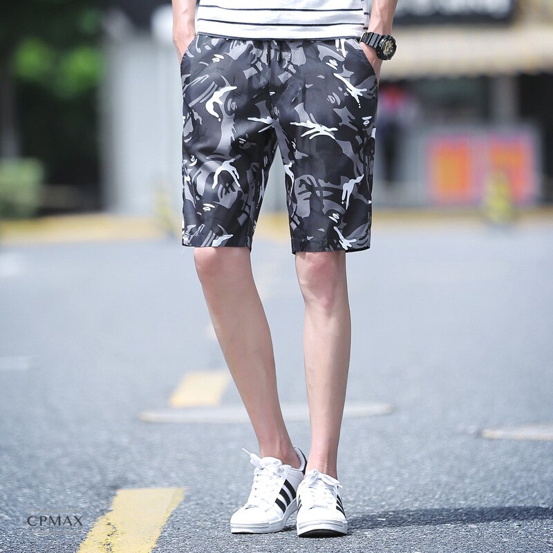 CPMAX 暗紋迷彩修身抽繩五分褲 夏日薄款 夏天短褲 男短褲 五分褲 迷彩短褲 修身短褲 抽繩短褲 有口袋 【K29】