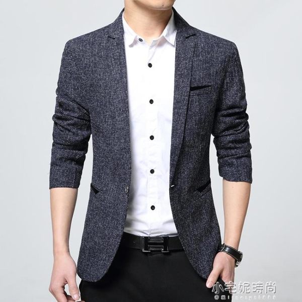 男士休閒西服修身小西裝外套男加厚便西潮加絨單西男上衣