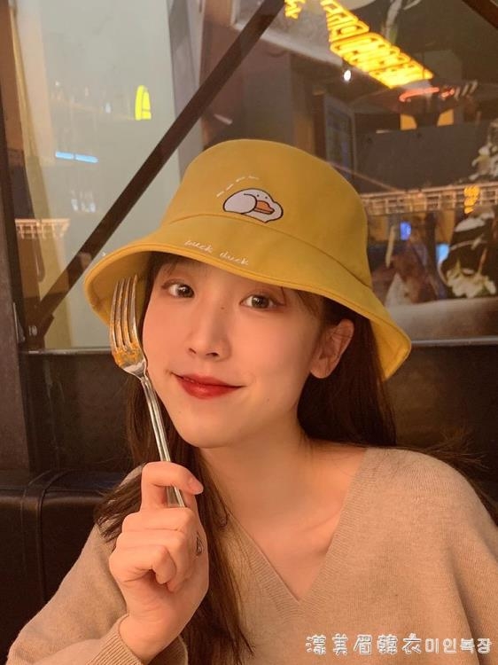 帽子女春夏韓版百搭漁夫帽日系遮陽防曬卡通雛菊可愛遮臉小ins潮