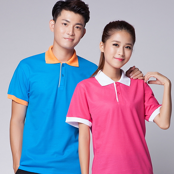 【TS50019】粉紅衣白領 玫紅衣白領 紅衣白領 果綠衣白領 藏青衣紅領 白衣紅領 湖藍衣白領