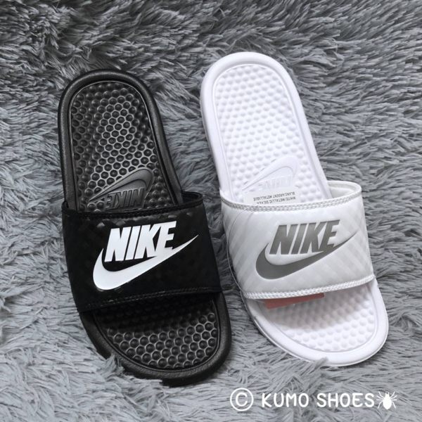 NIKE 拖鞋 黑白 白銀 菱格紋 343881-011 343881-102