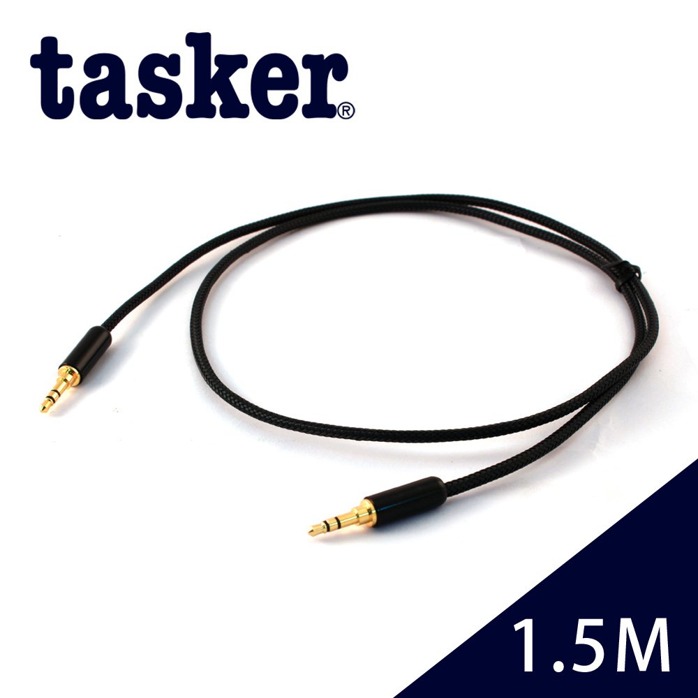 ◆義大利品牌tasker◆3.5mm 轉 3.5mm 接頭◆150公分長度設計，活用於各種空間◆兼容所有配備3.5mm 音源接頭之設備，支援聲音輸入與輸出◆輕鬆連結手機、電腦、MP3等設備至各式音響◆