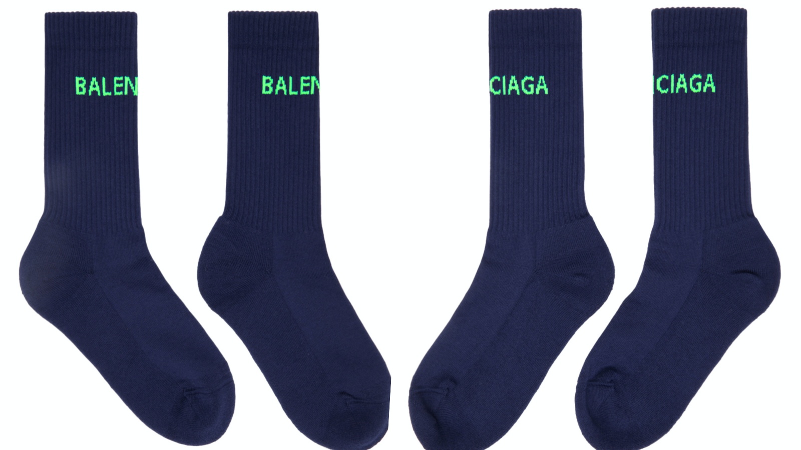 BALENCIAGA巴黎世家 海軍藍徽標中筒襪