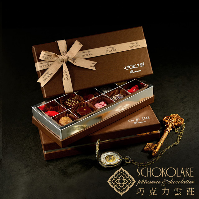 嚴選食材．堅持手工每一顆手工巧克力都代表一段浪漫的旅程與您的摯愛一同分享那份純真、柔情、深摯的濃濃愛意巧克力口味為8種酒心，另外2種廠商搭配