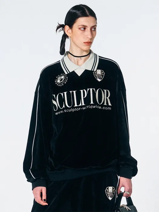 Sculptor Velour Soccer Jersey Black