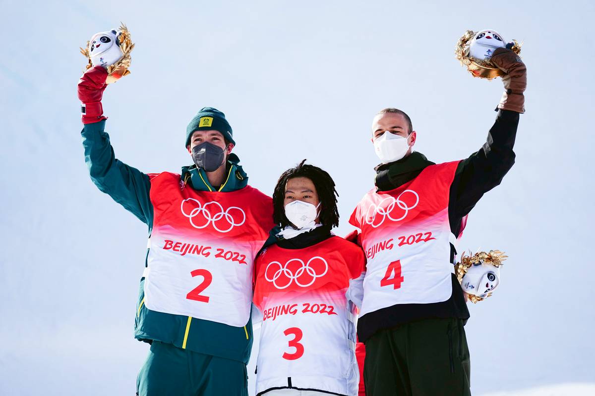 Medalists of men's snowboard halfpipe at Beijing 2022 XINHUA LINE TODAY