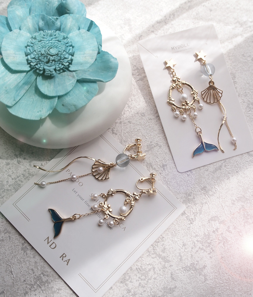 雙魚座:Mydoll 人魚造型流蘇珍珠耳環