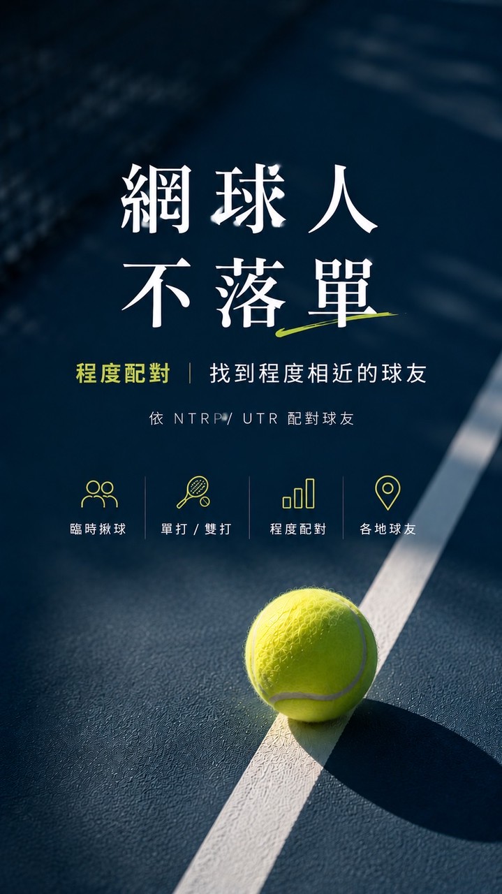 網球人不落單🎾分級約球！快速配對！