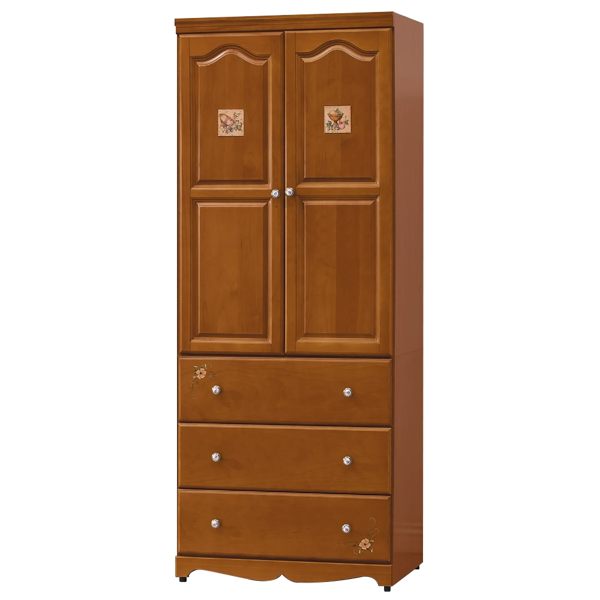 【森可家居】愛麗絲磁磚彩繪3x7尺衣櫥 8HY228-06 衣櫃