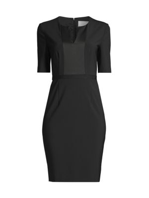 A sheath dress by BOSS Womenswear, styled with short sleeves and a notch neckline. Crafted in virgin