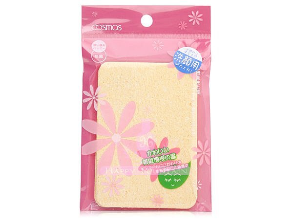 COSMOS 壓縮洗臉海綿 (方形2入) 100%天然木漿製