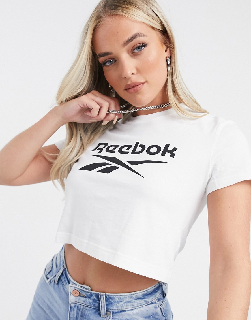 T-shirt by adidas Stick it on repeat Crew neck Short sleeves Reebok logo print Cropped length Regula