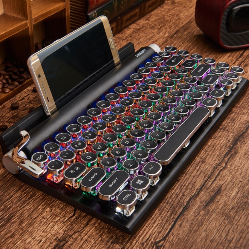 台灣現貨圓點復古鍵盤 復古打字機 機械鍵盤 朋克鍵帽 藍牙機械鍵盤 手機 mac 真機械