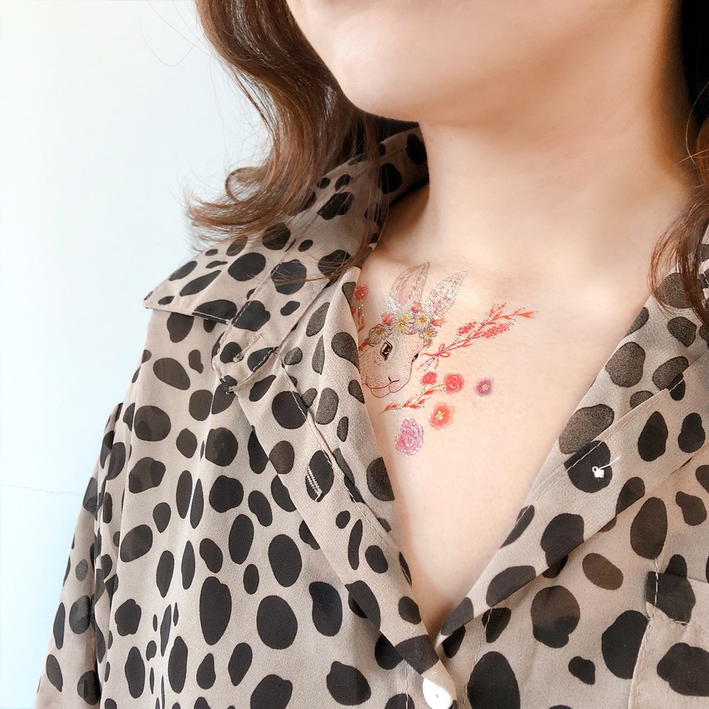 迷幻森林兔 -2入 防水燙金刺青紋身貼紙