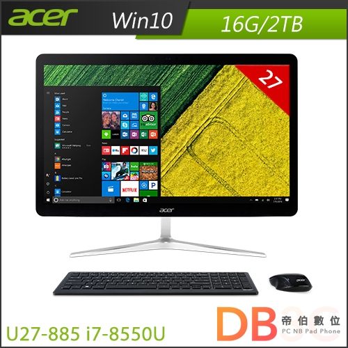 i7-8550n32G硬碟加速器n16GB/2TBn27吋 FHD觸控螢幕nWindows 10