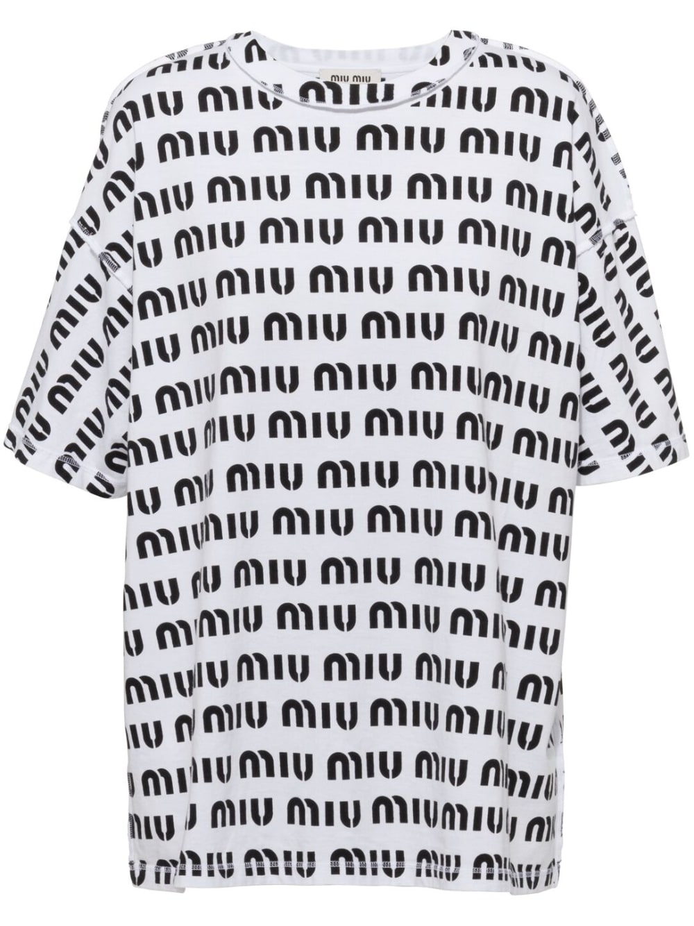 Miu Miu - logo-print cotton T-shirt - women - Cotton - M - White