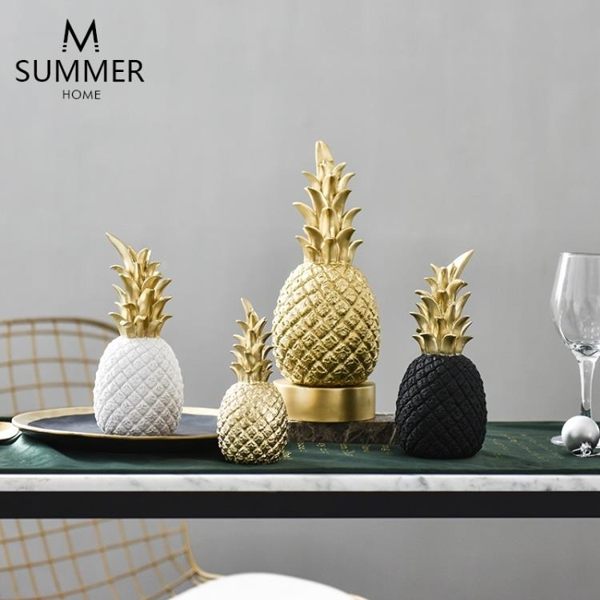 擺件 北歐現代INS金色菠蘿創意擺件客廳酒柜櫥窗桌面裝飾擺設道具 莎拉嘿幼