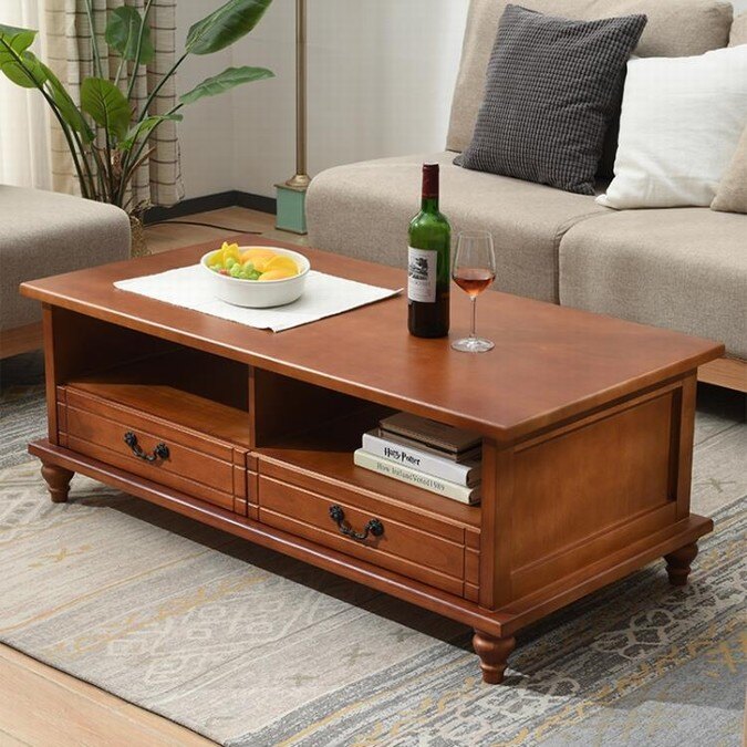 實木茶幾簡約歐式客廳整裝多功能方形美式小戶型茶幾電視柜組合TA4654【潘小丫女鞋】